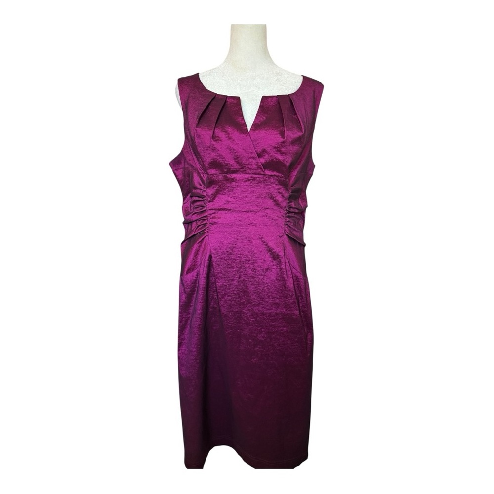Adrianna Papell Magenta Sheen Midi Dress
